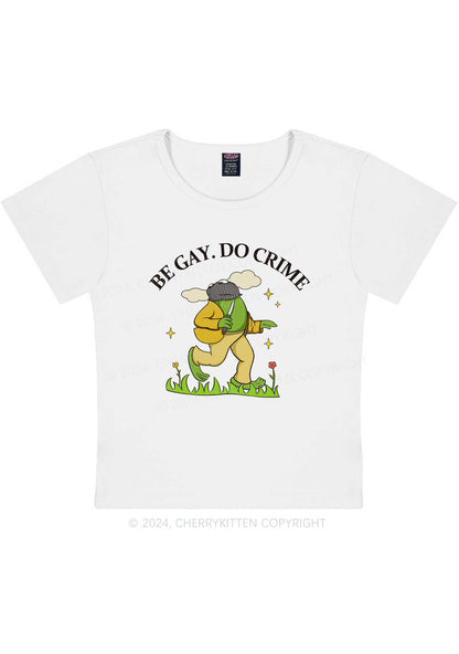 Be Gay Do Crime Frog Y2K Baby Tee Cherrykitten