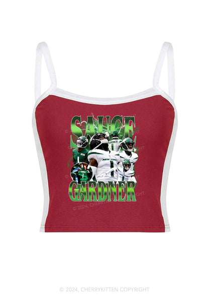 Sauce Football Super Bowl Y2K Color Block Crop Cami Top Cherrykitten