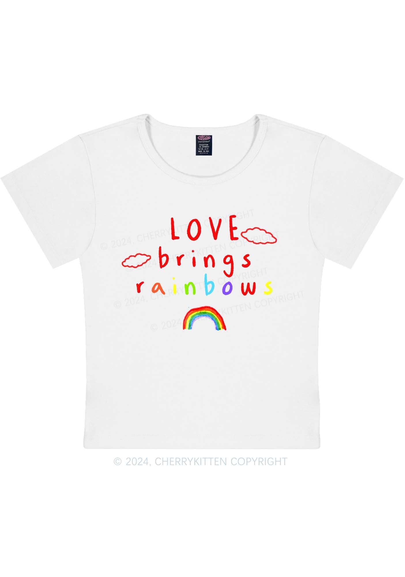 Love Brings Rainbows Y2K Baby Tee Cherrykitten