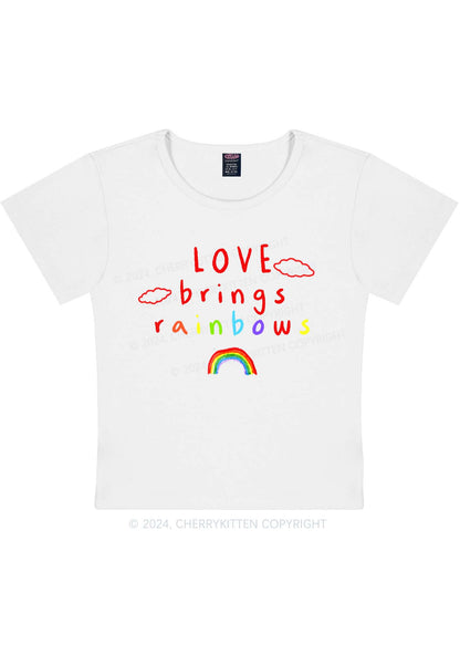 Love Brings Rainbows Y2K Baby Tee Cherrykitten