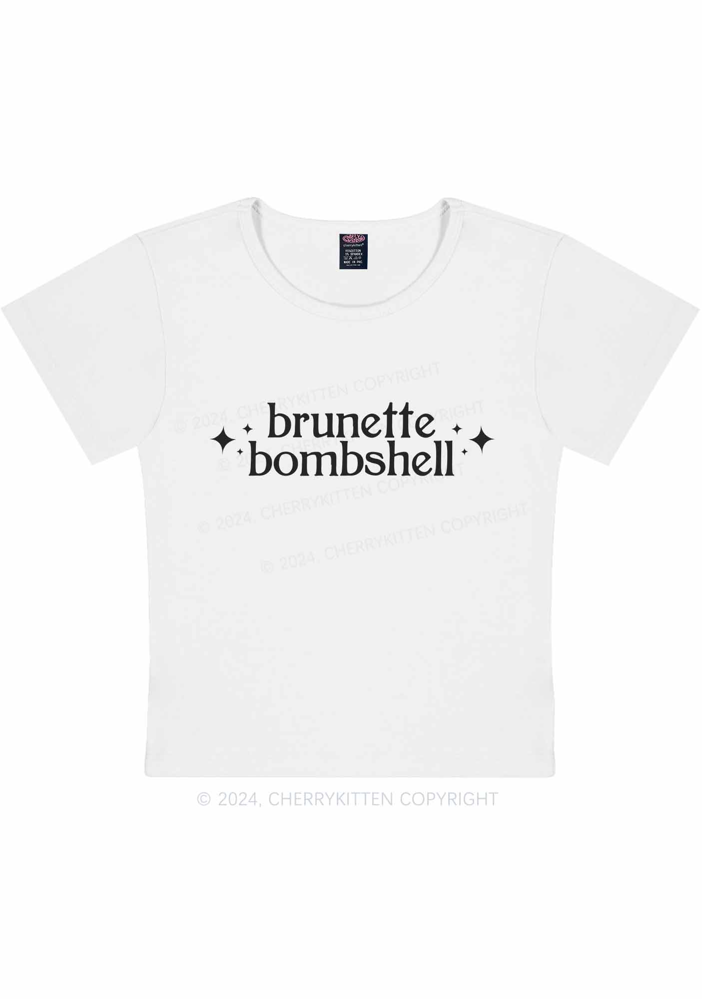 Curvy Brunette Bombshell Y2K Baby Tee Cherrykitten