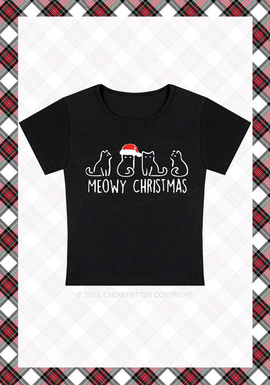 Meowy Christmas Baby Tee Cherrykitten