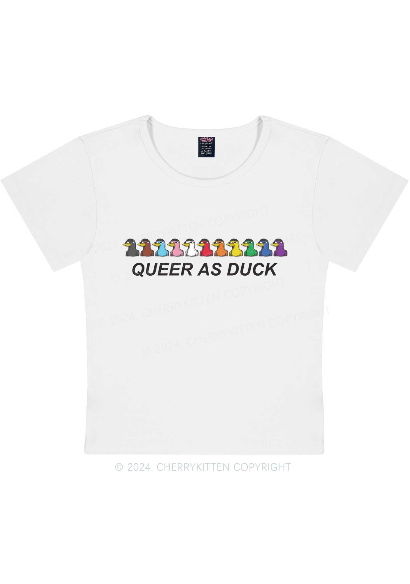 Queer As Duck Y2K Baby Tee Cherrykitten