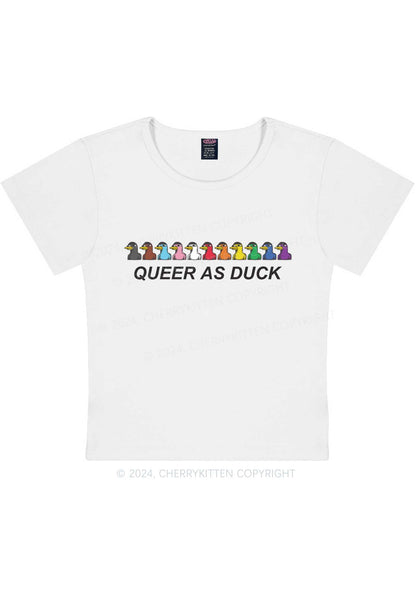 Queer As Duck Y2K Baby Tee Cherrykitten