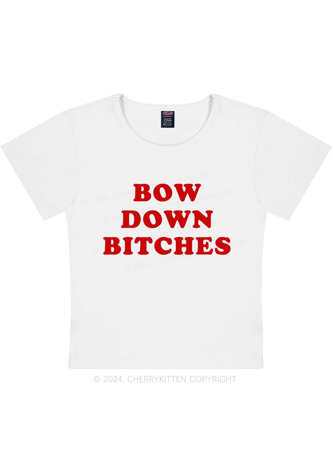 Bow Down Bxxches Y2K Baby Tee Cherrykitten