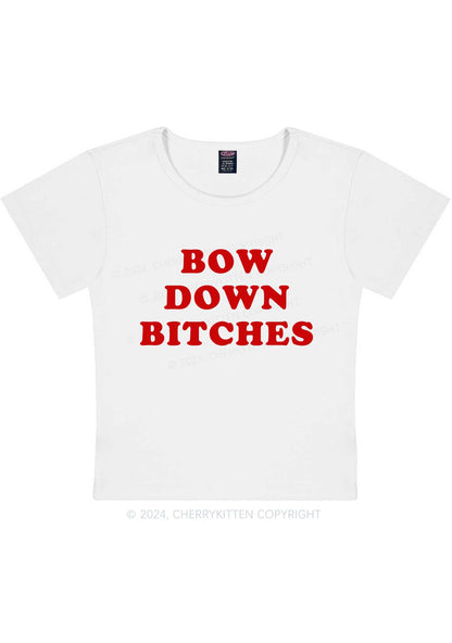 Bow Down Bxxches Y2K Baby Tee Cherrykitten