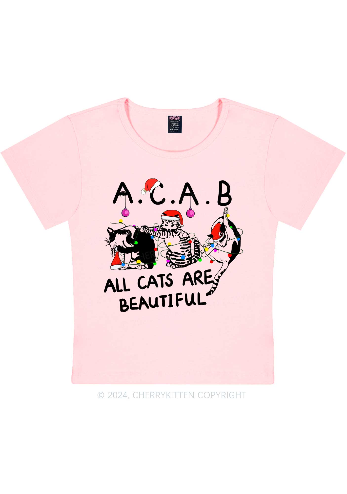 Christmas ACAB Cats Y2K Baby Tee Cherrykitten