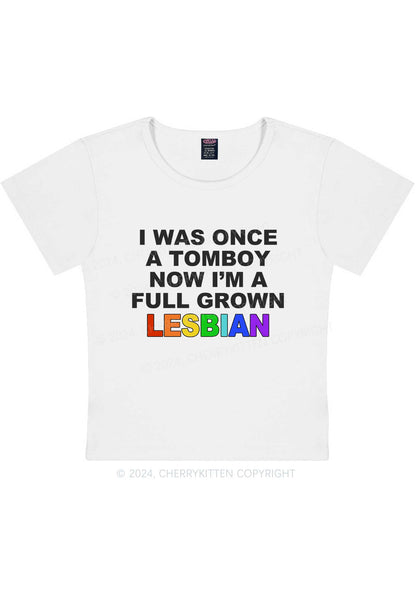 Curvy A Full Grown Lesbian Y2K Baby Tee Cherrykitten