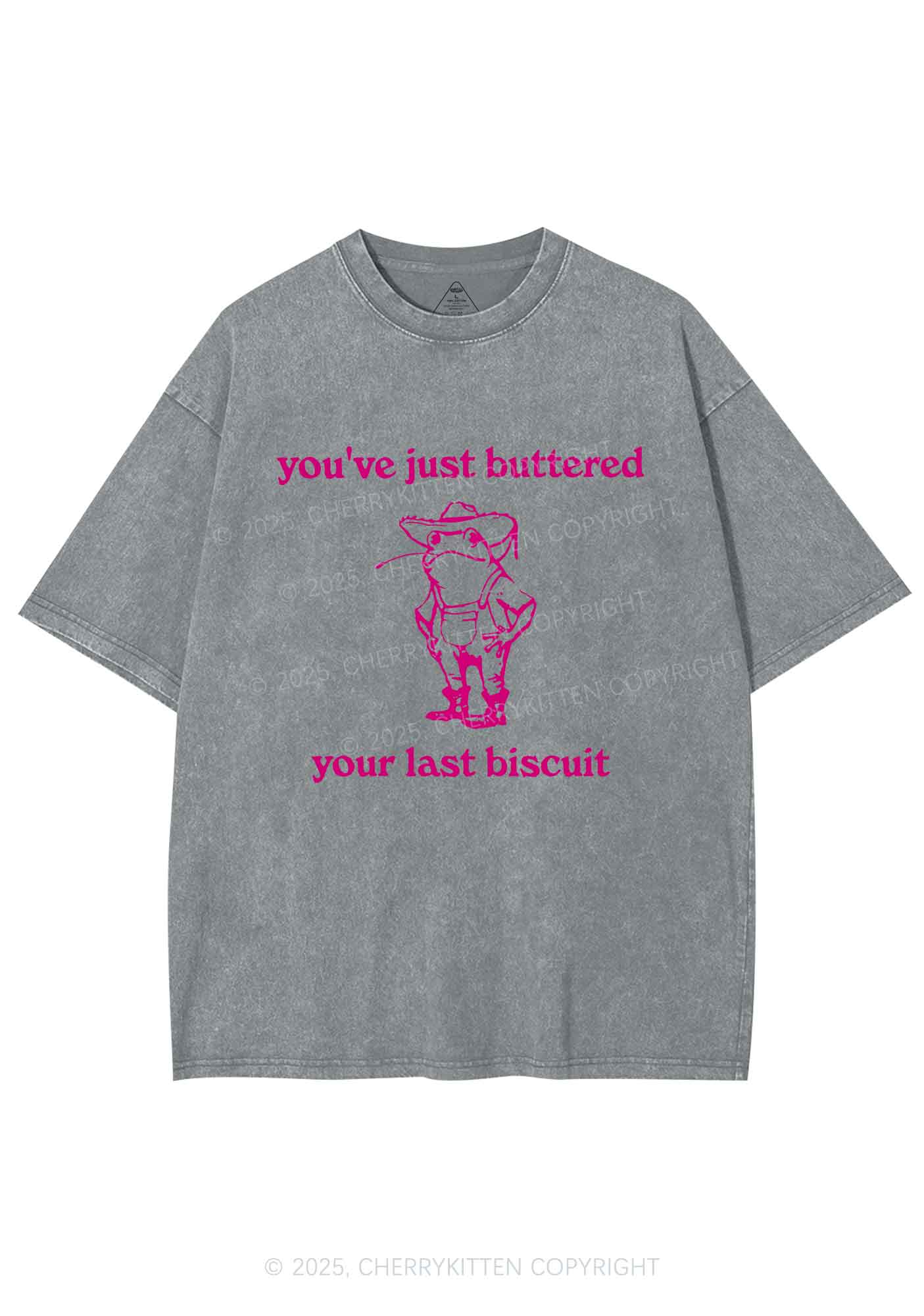 Buttered Your Last Biscuit Y2K Washed Tee Cherrykitten