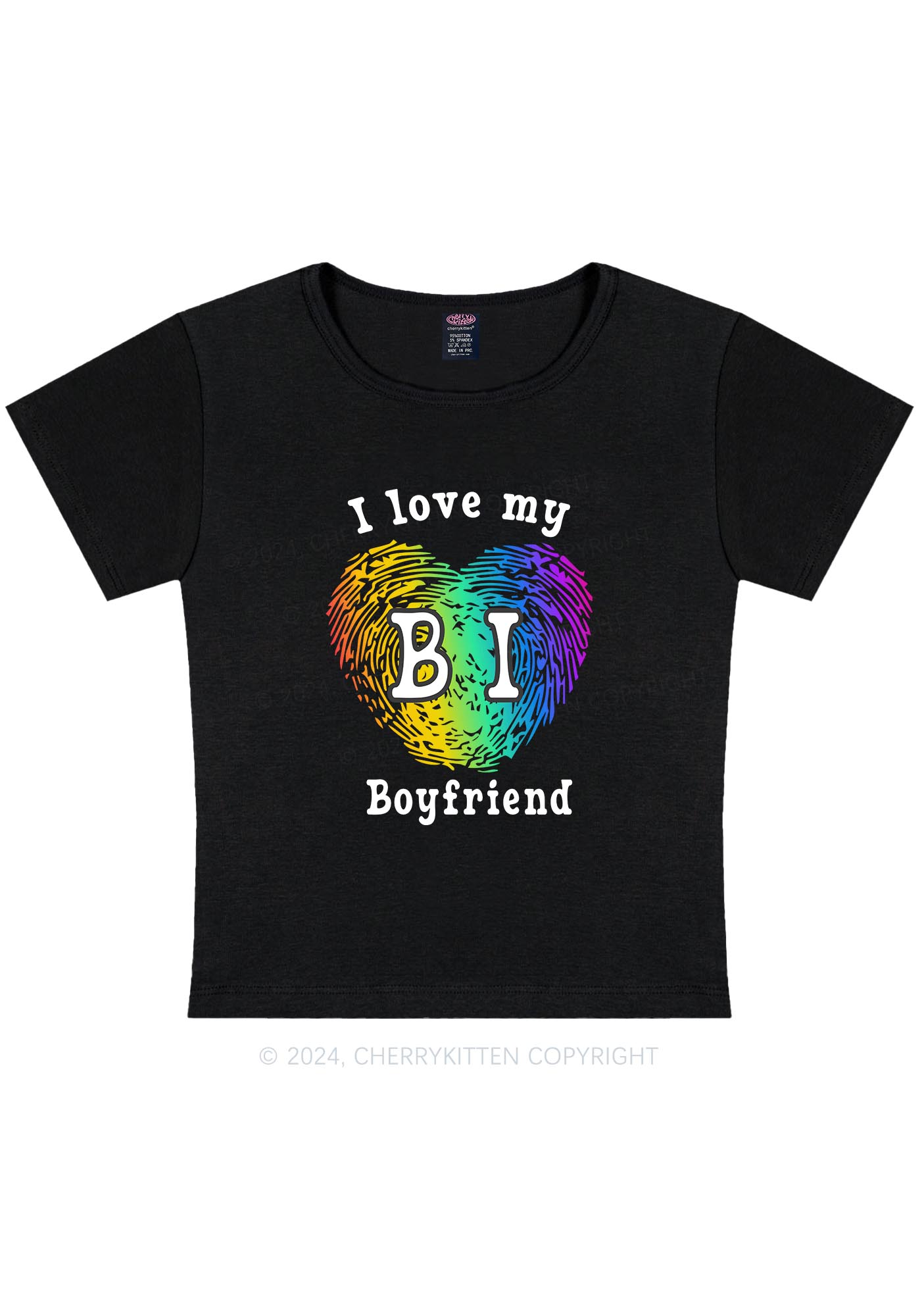 Curvy Love My Bi Boyfriend Y2K Baby Tee Cherrykitten