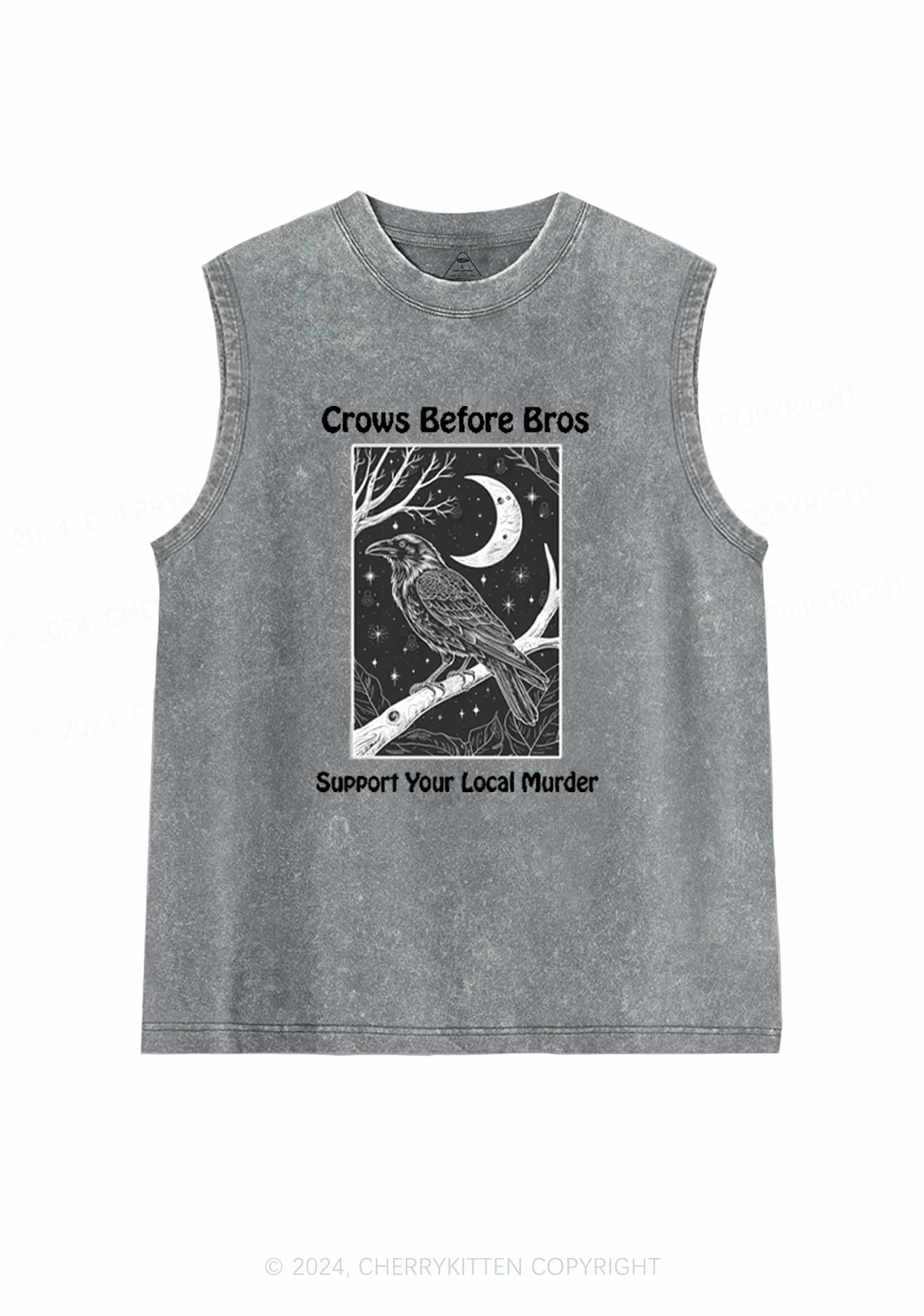 Halloween Crows Murder Y2K Washed Tank Cherrykitten