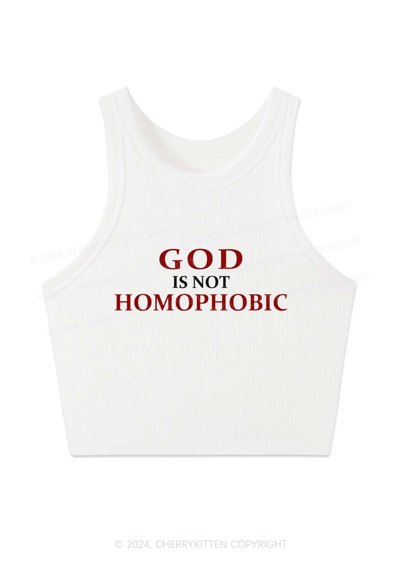 God Is Not Homophobic Y2K Crop Tank Top Cherrykitten