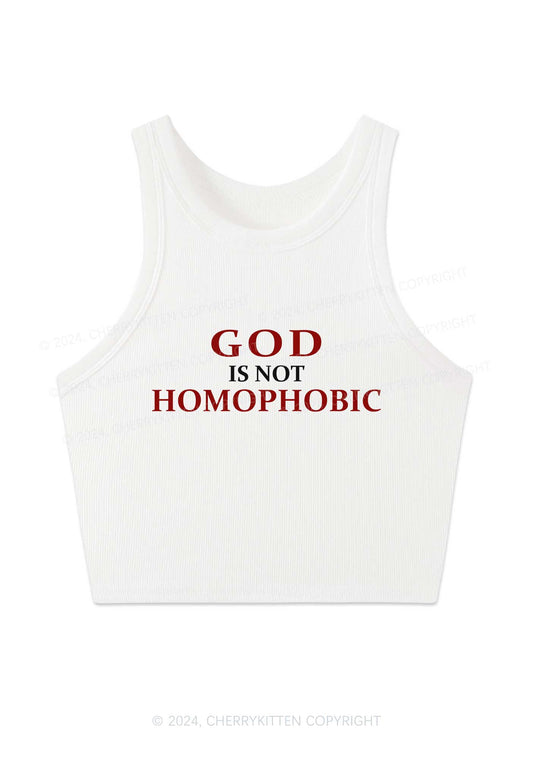 God Is Not Homophobic Y2K Crop Tank Top Cherrykitten