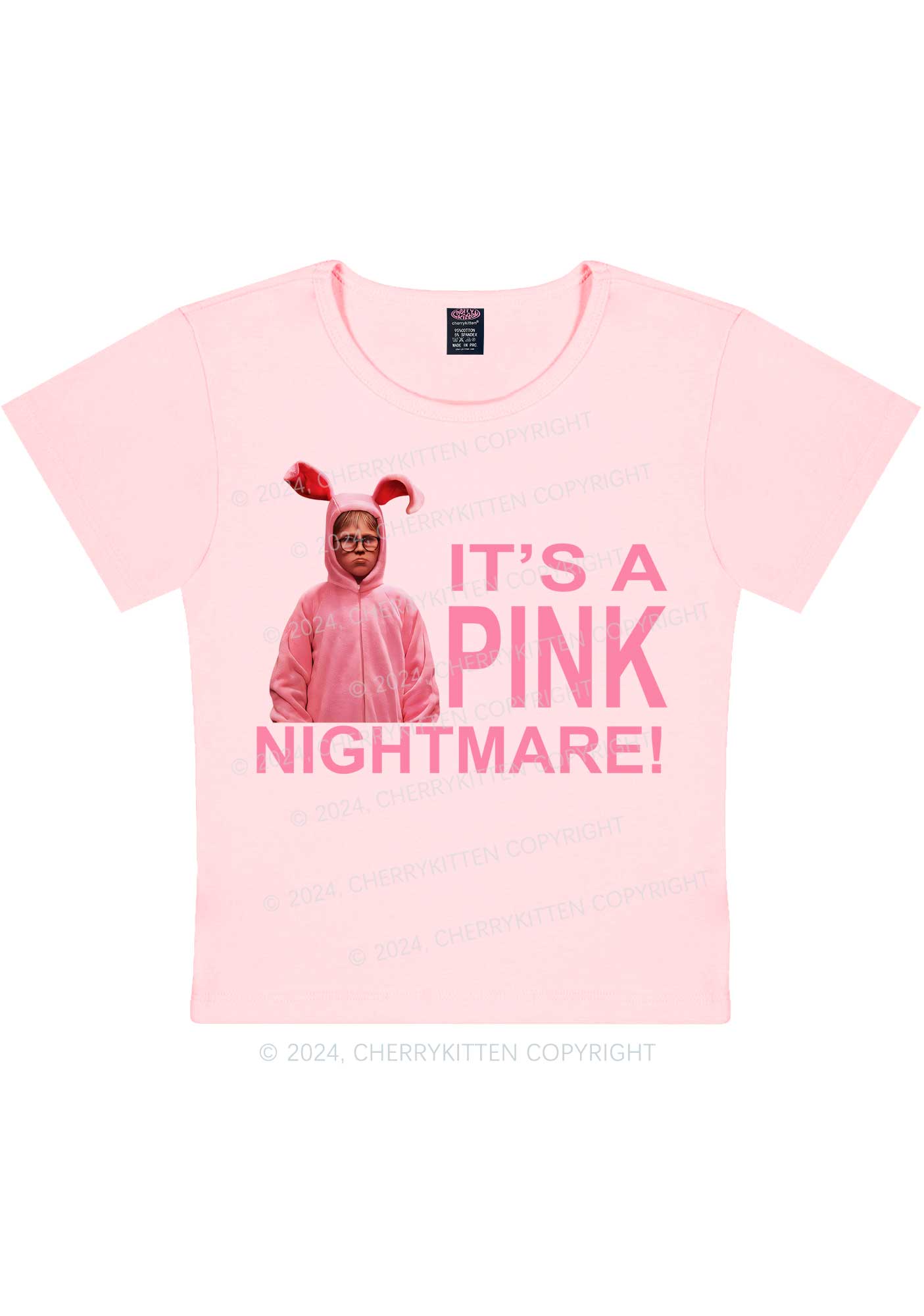 Christmas Pink Nightmare Y2K Baby Tee Cherrykitten