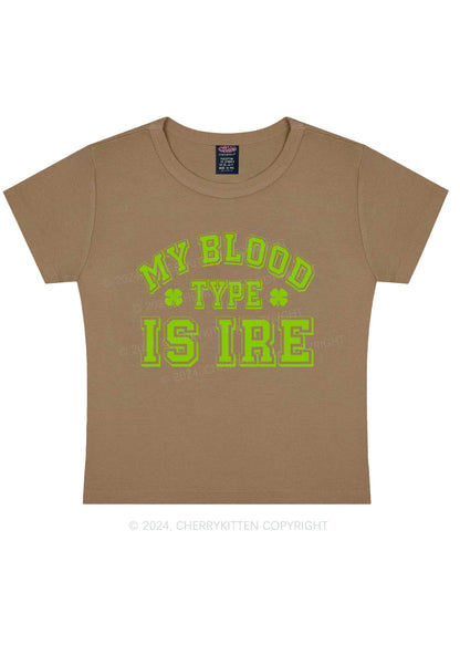 Blood Type Is Ire St Patricks Y2K Baby Tee Cherrykitten