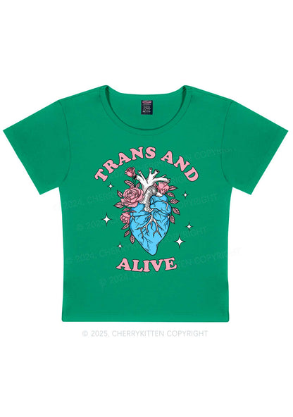 Trans And Alive Y2K Baby Tee Cherrykitten