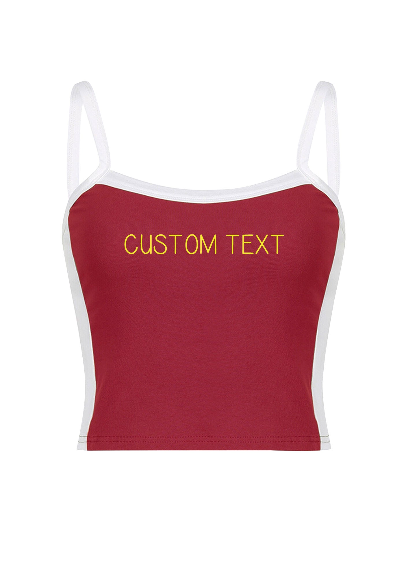 Custom Text Y2K Color Block Crop Cami Top Cherrykitten