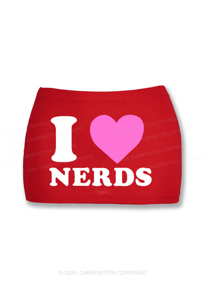 I Love Nerds Y2K Mini Hip Skirt Cherrykitten