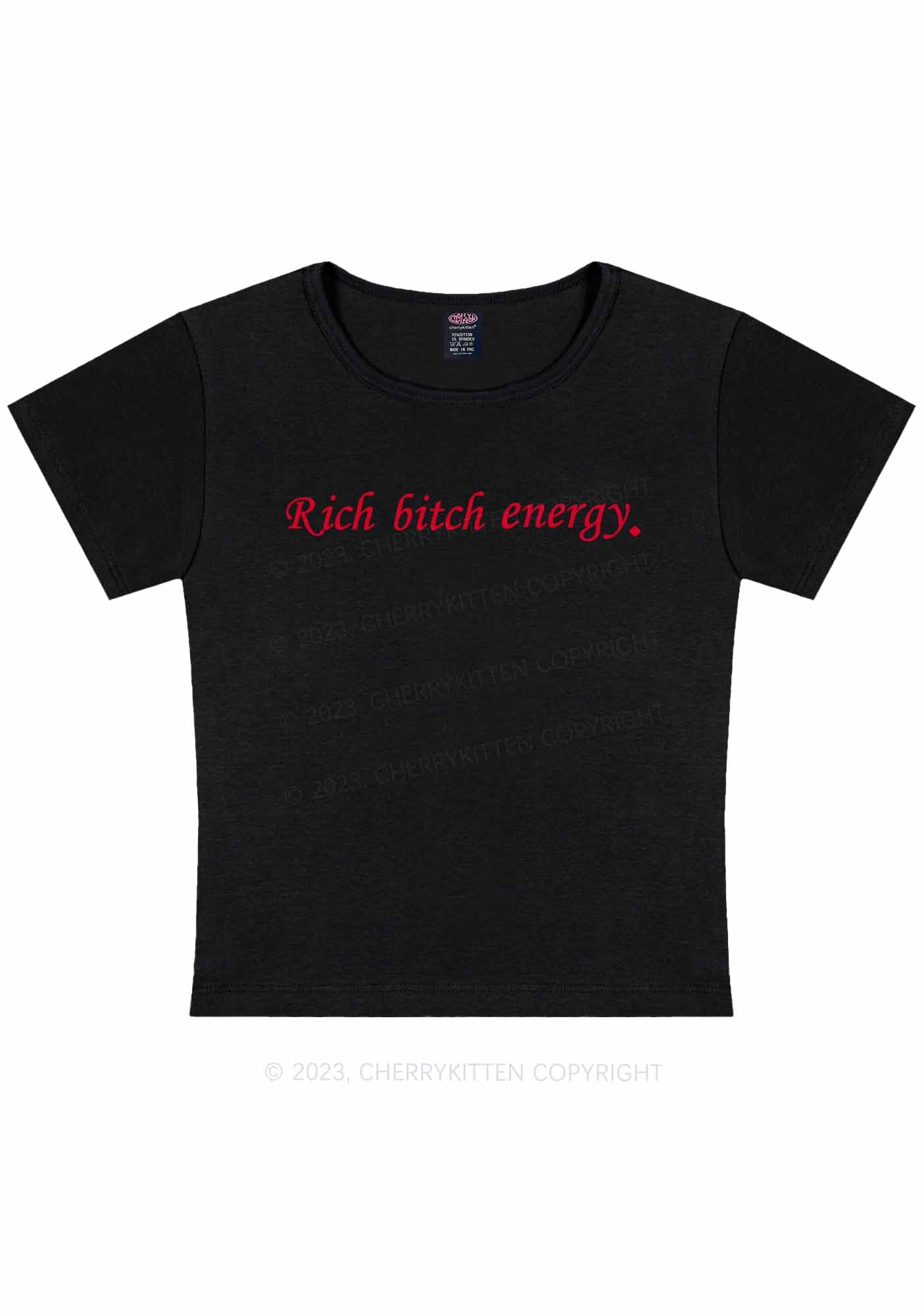 Rich Bxxch Energy Y2K Baby Tee Cherrykitten