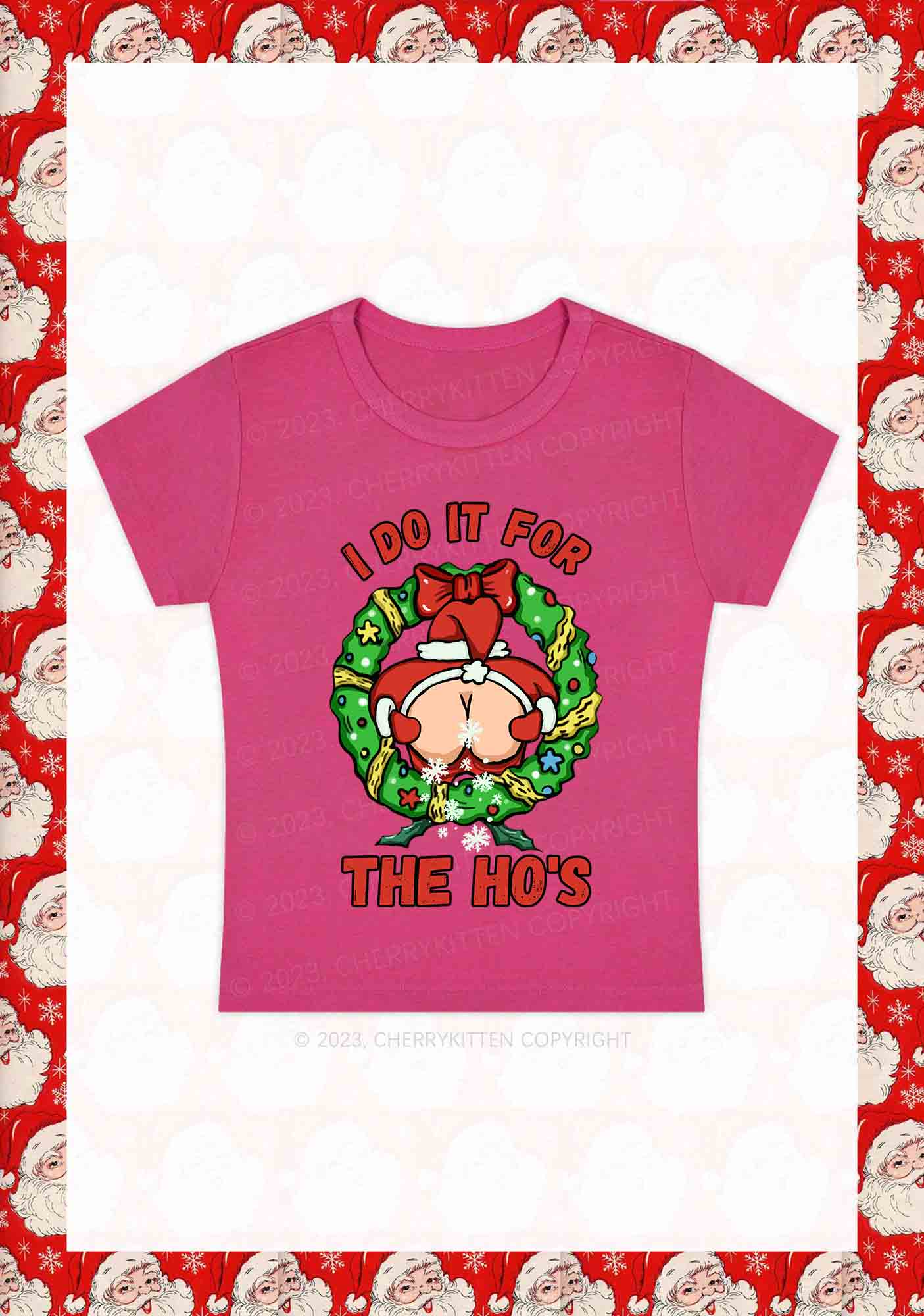 I Do It For The Christmas Wreath Y2K Baby Tee Cherrykitten