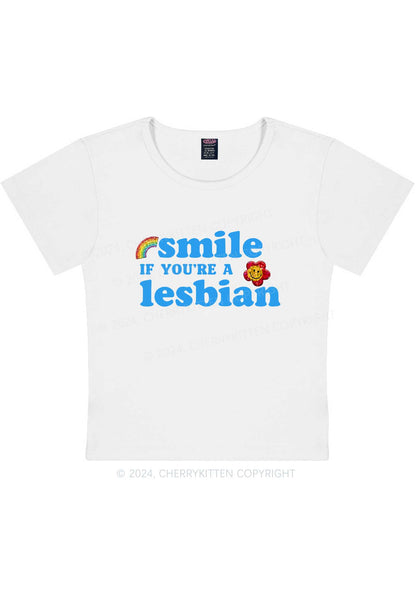 Curvy Lesbian Smile Y2K Baby Tee Cherrykitten