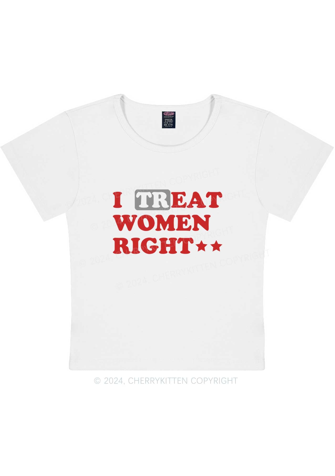 Curvy I Treat Women Right Y2K Baby Tee Cherrykitten