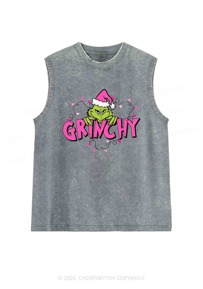 Christmas Pink Lights Y2K Washed Tank Cherrykitten