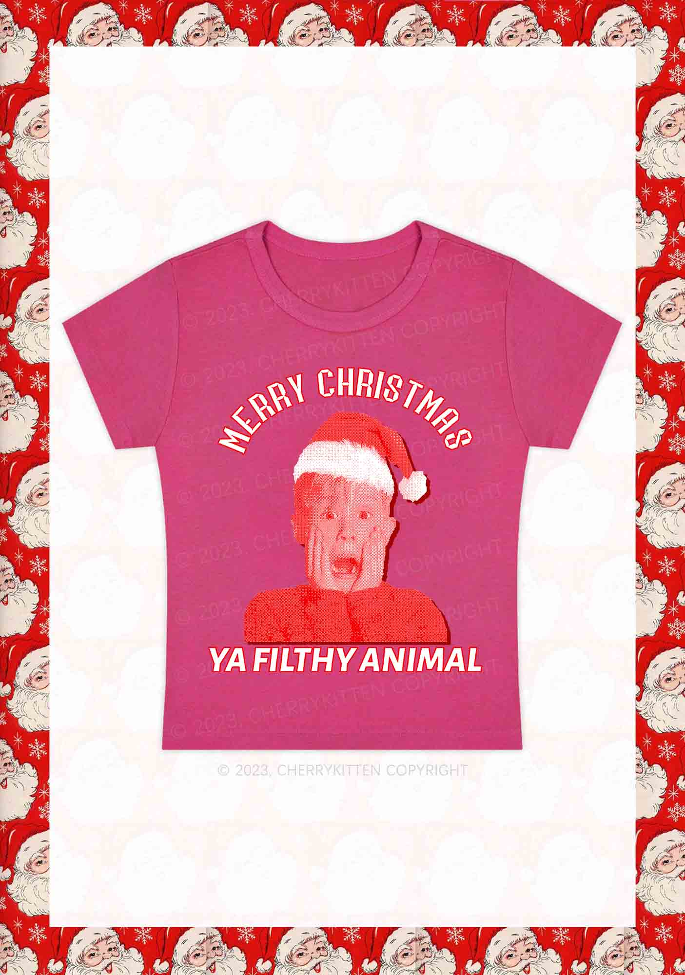 Merry Christmas Screaming Boy Y2K Baby Tee Cherrykitten