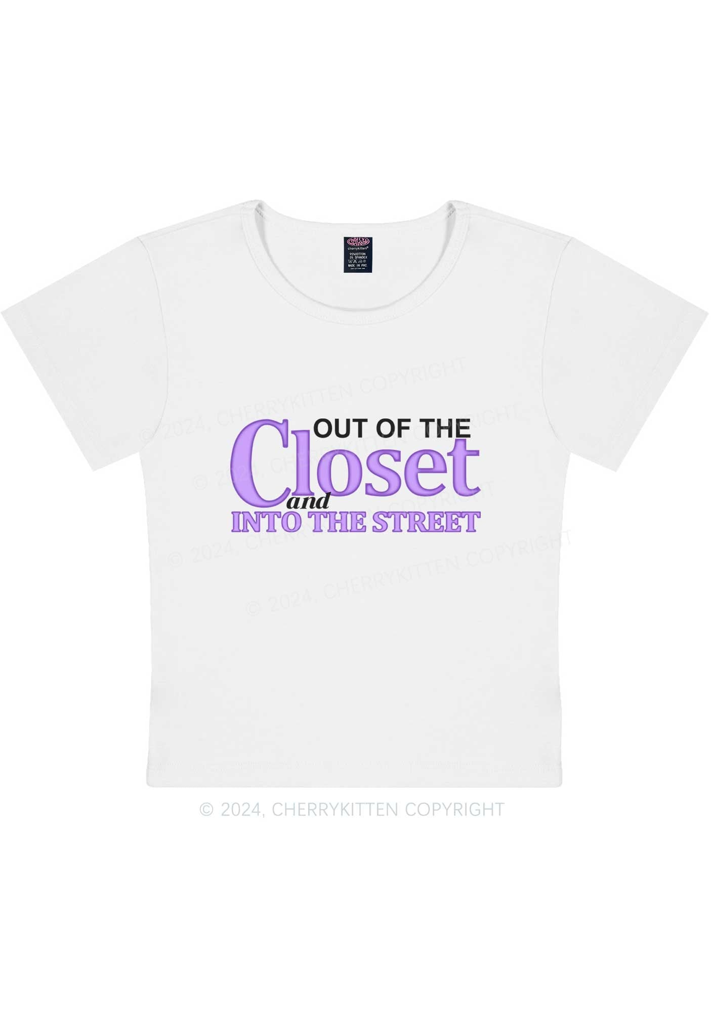 Curvy Out Of The Closet Y2K Baby Tee Cherrykitten