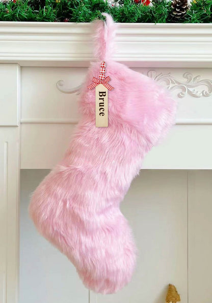 Custom Name Faux Fur Y2K Christmas Stockings Cherrykitten