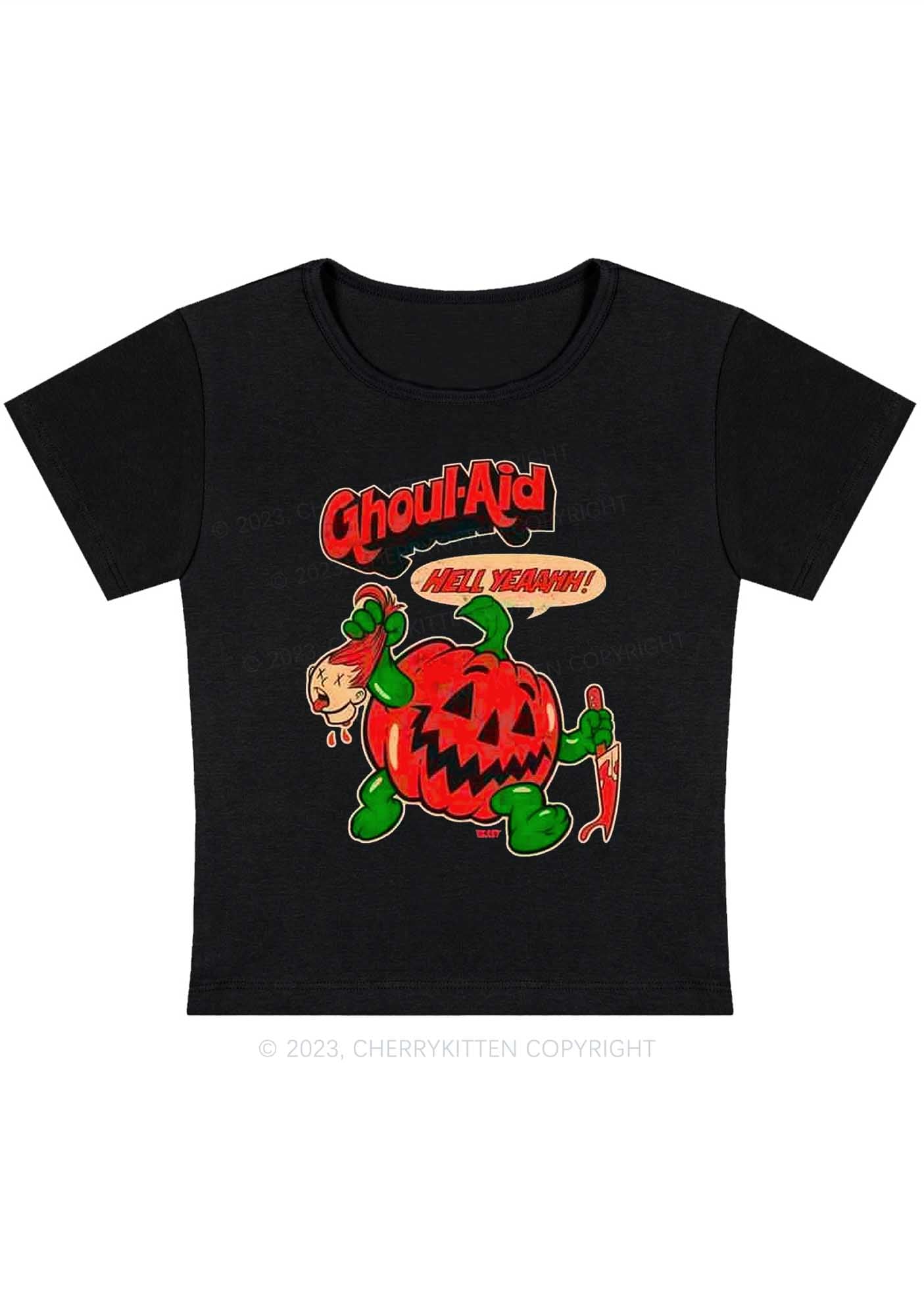 Ghoul Aid Pumpkin Killer Halloween Y2K Baby Tee Cherrykitten