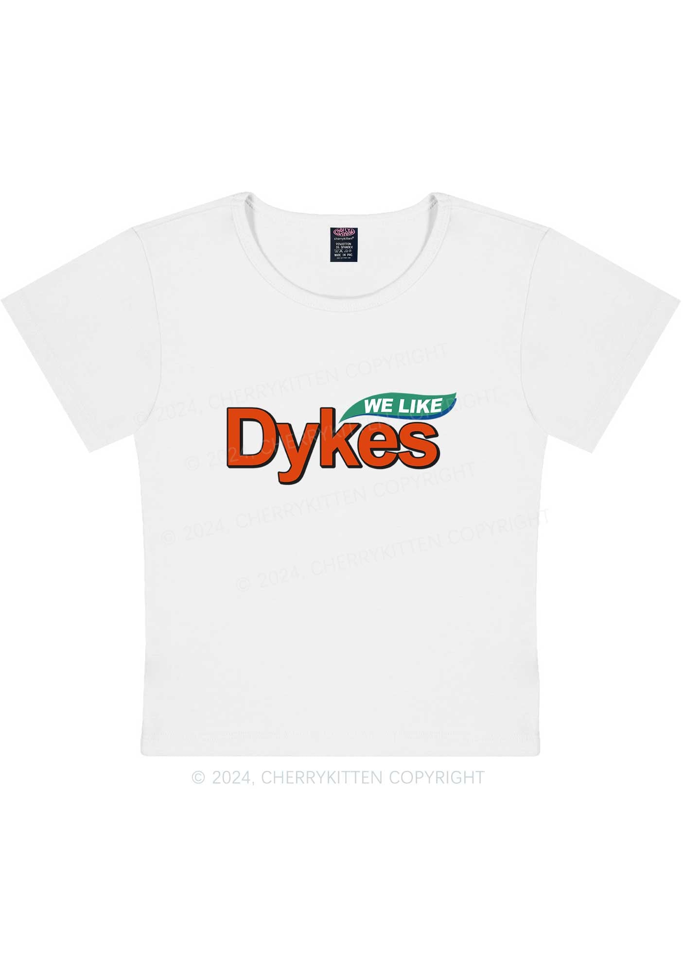 We Like Dykes Y2K Baby Tee Cherrykitten