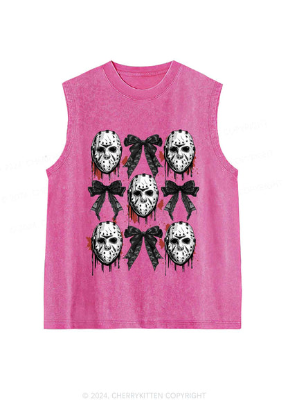 Halloween Mask Bow Y2K Washed Tank Cherrykitten