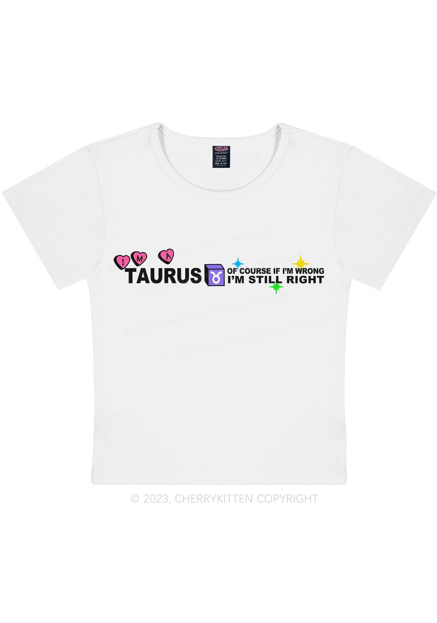 Curvy I'm A Taurus Y2K Baby Tee Cherrykitten