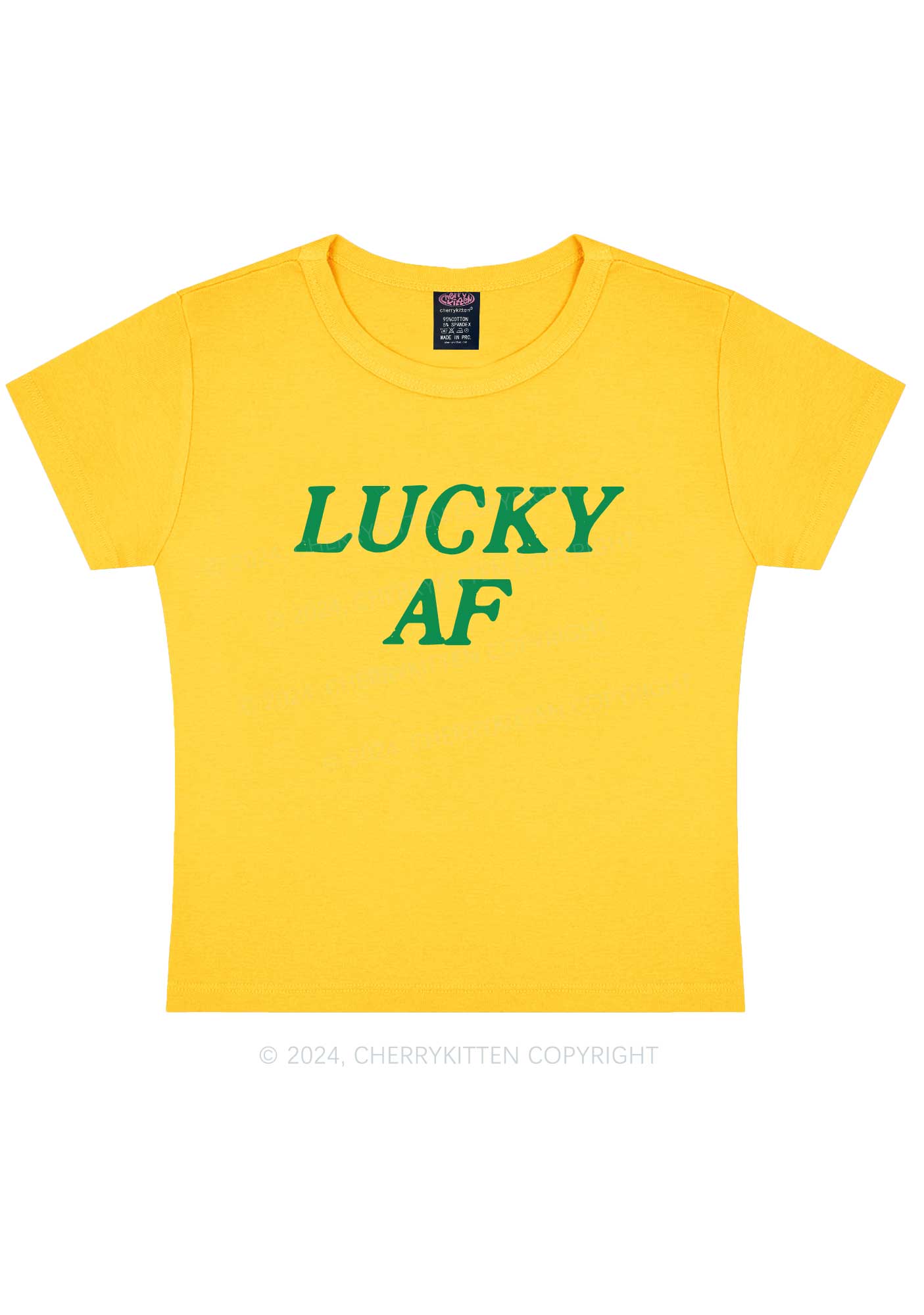 Lucky AF St Patricks Y2K Baby Tee Cherrykitten