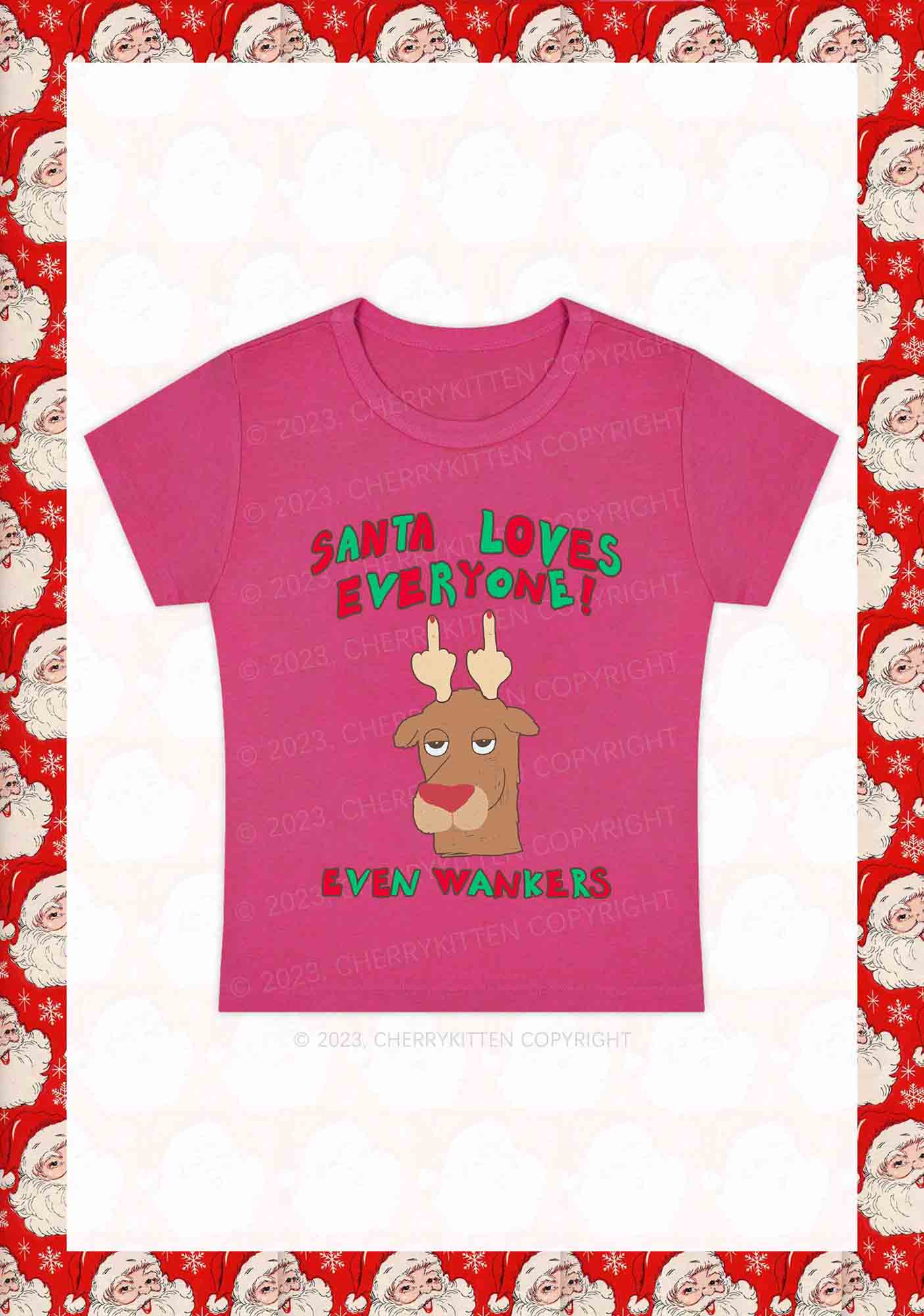 Santa Loves Everyone Christmas Y2K Baby Tee Cherrykitten