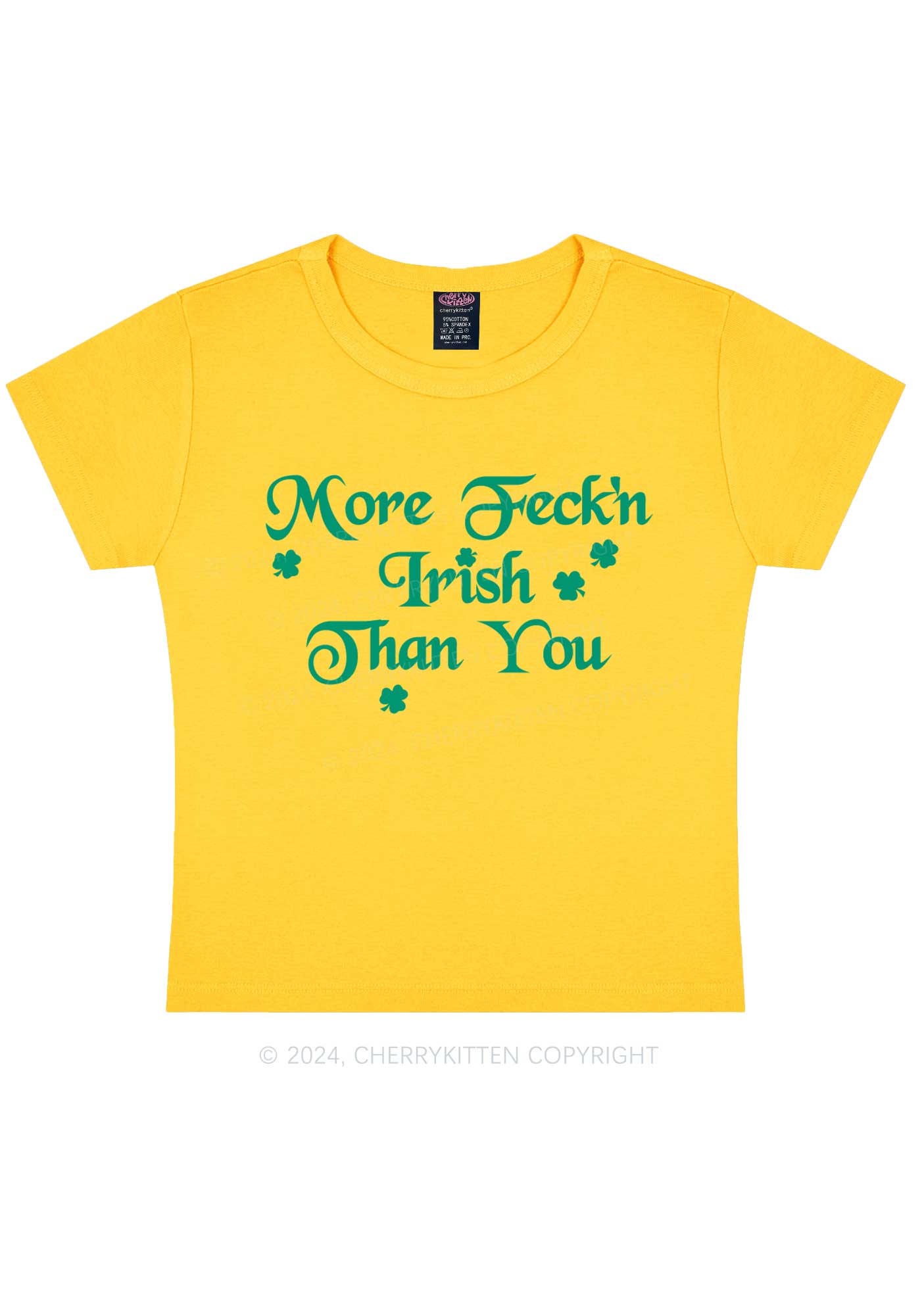 More Feckn Irish Than You St Patricks Y2K Baby Tee Cherrykitten