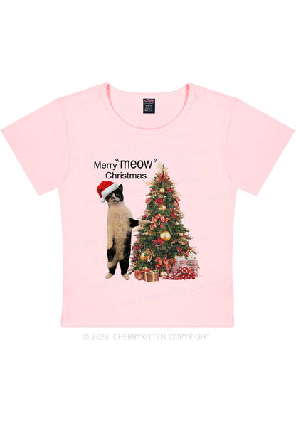 Christmas Merry Meow Y2K Baby Tee Cherrykitten