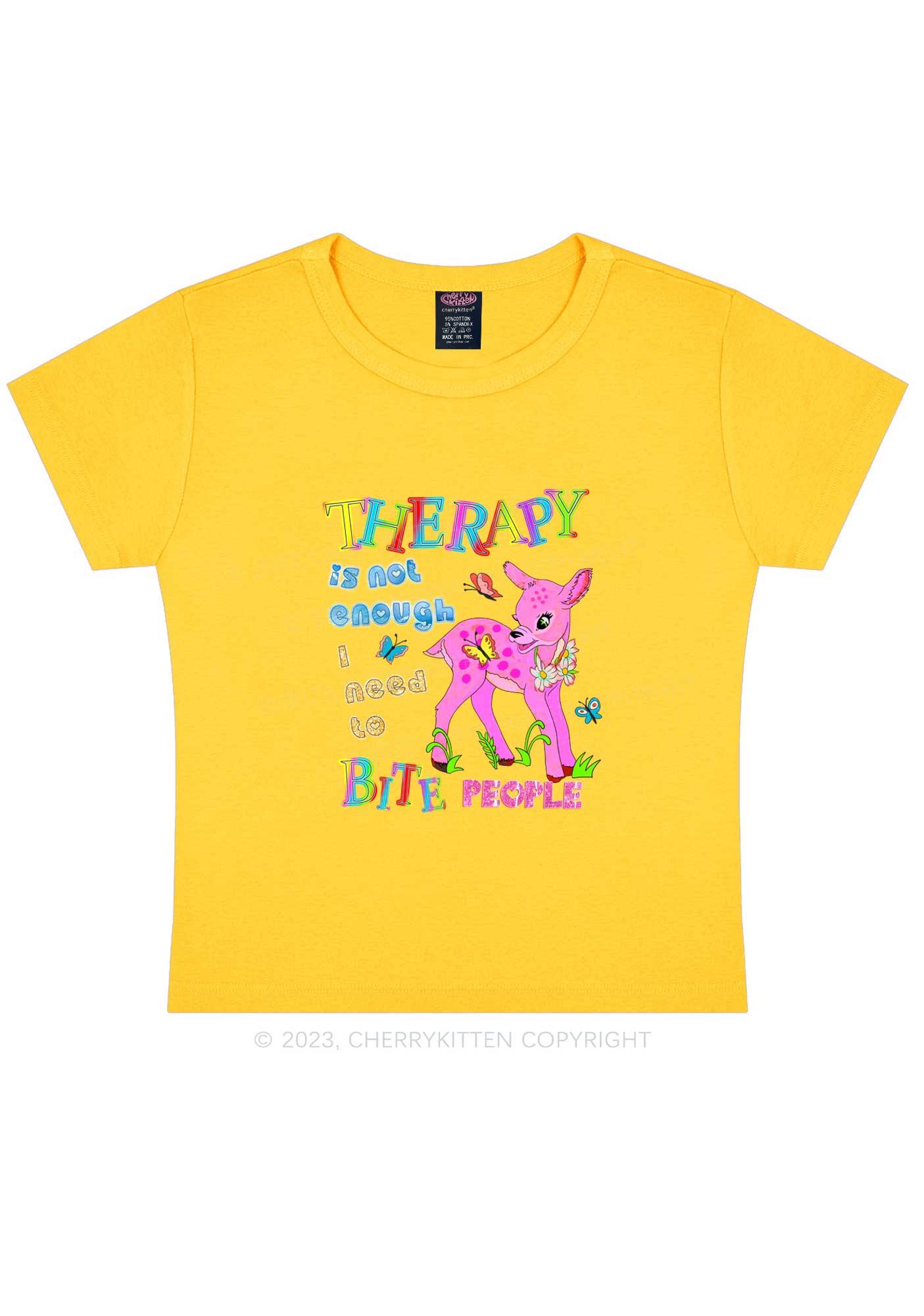 Therapy Is Not Enough Y2K Baby Tee Cherrykitten