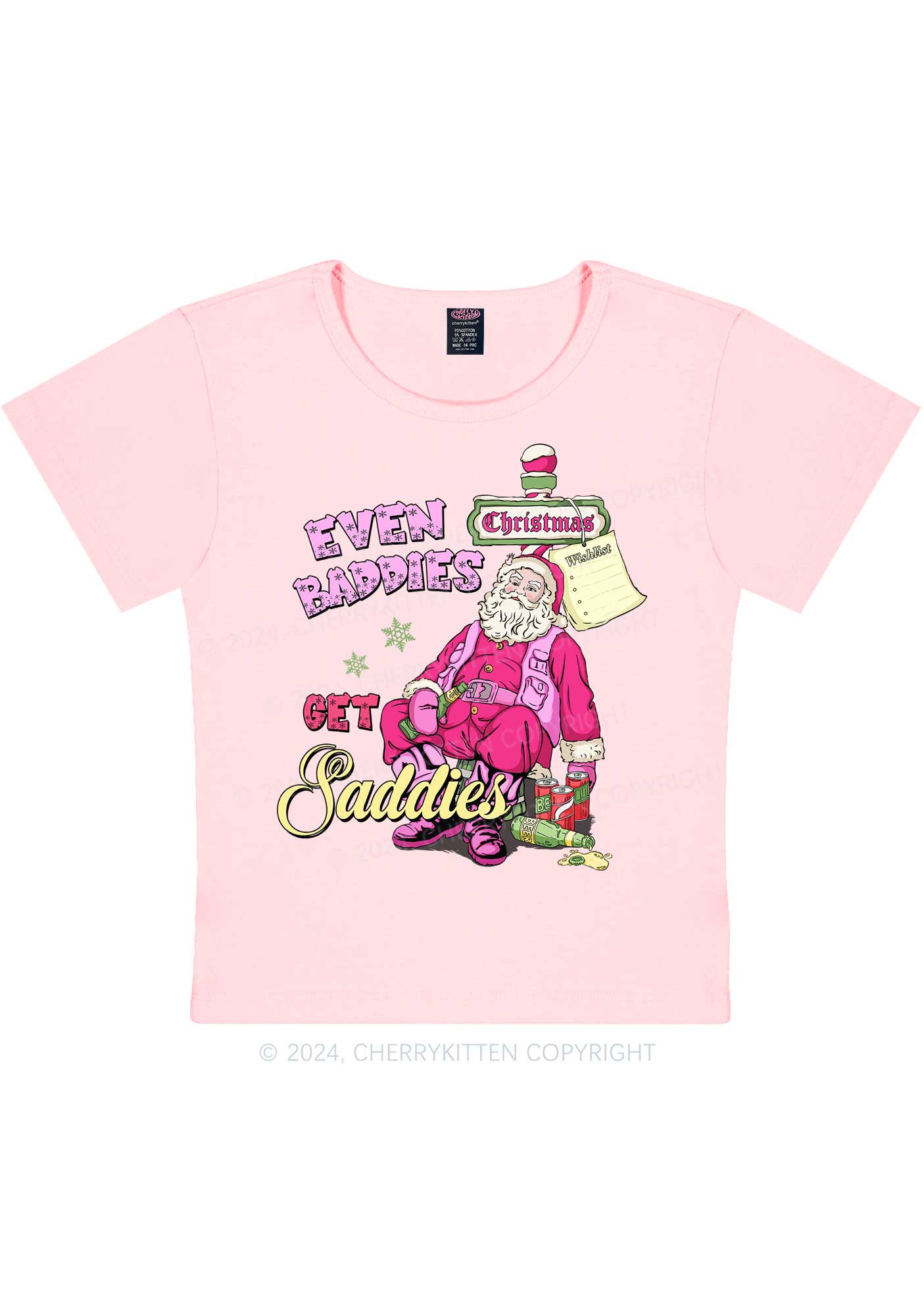 Christmas Baddies Santa Y2K Baby Tee Cherrykitten