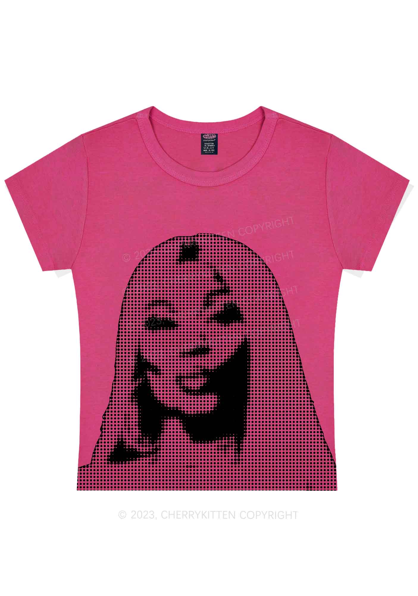 Curvy NM Pixel Portrait Y2K Baby Tee Cherrykitten