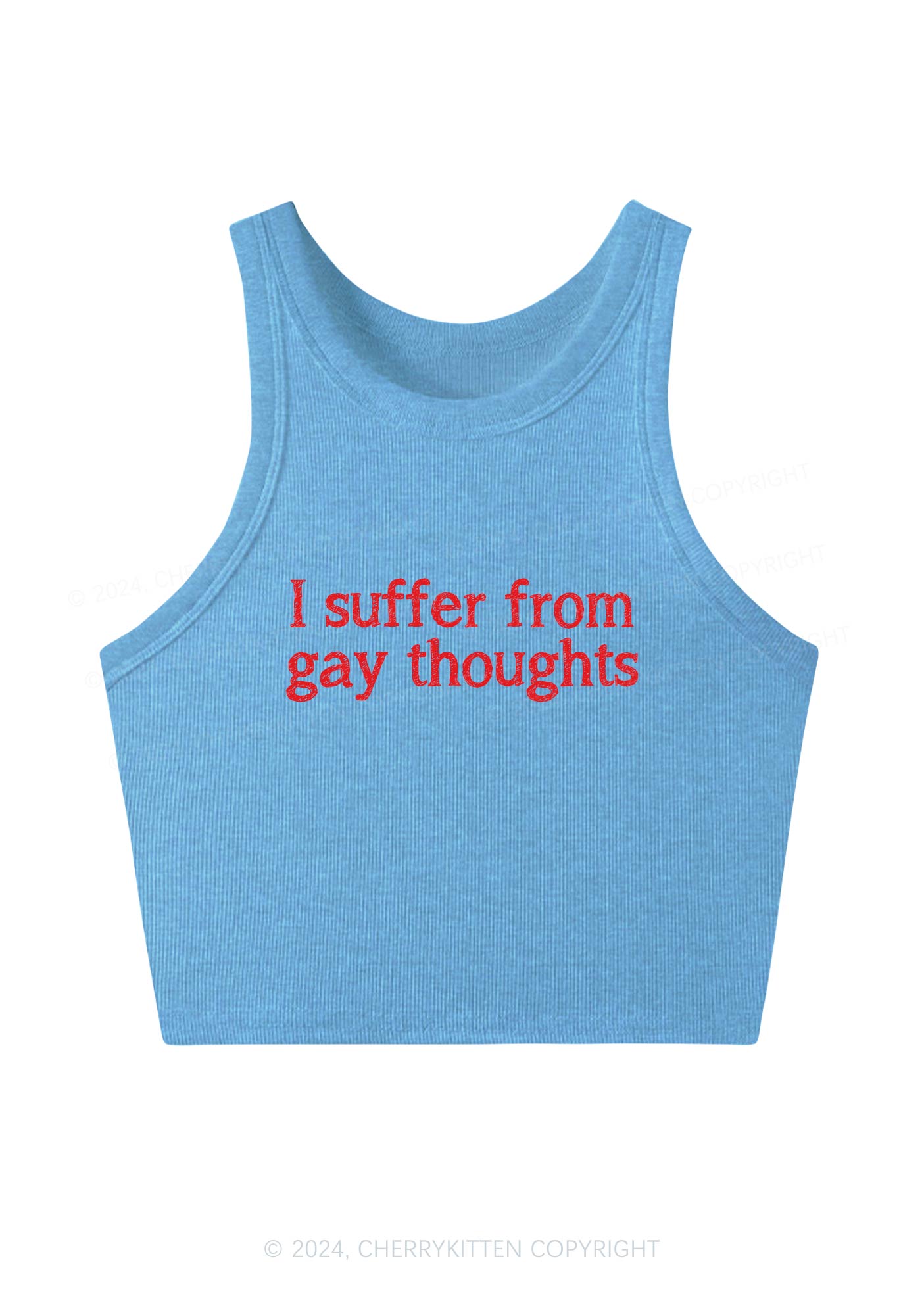 Suffer From Gay Thoughts Y2K Crop Tank Top Cherrykitten