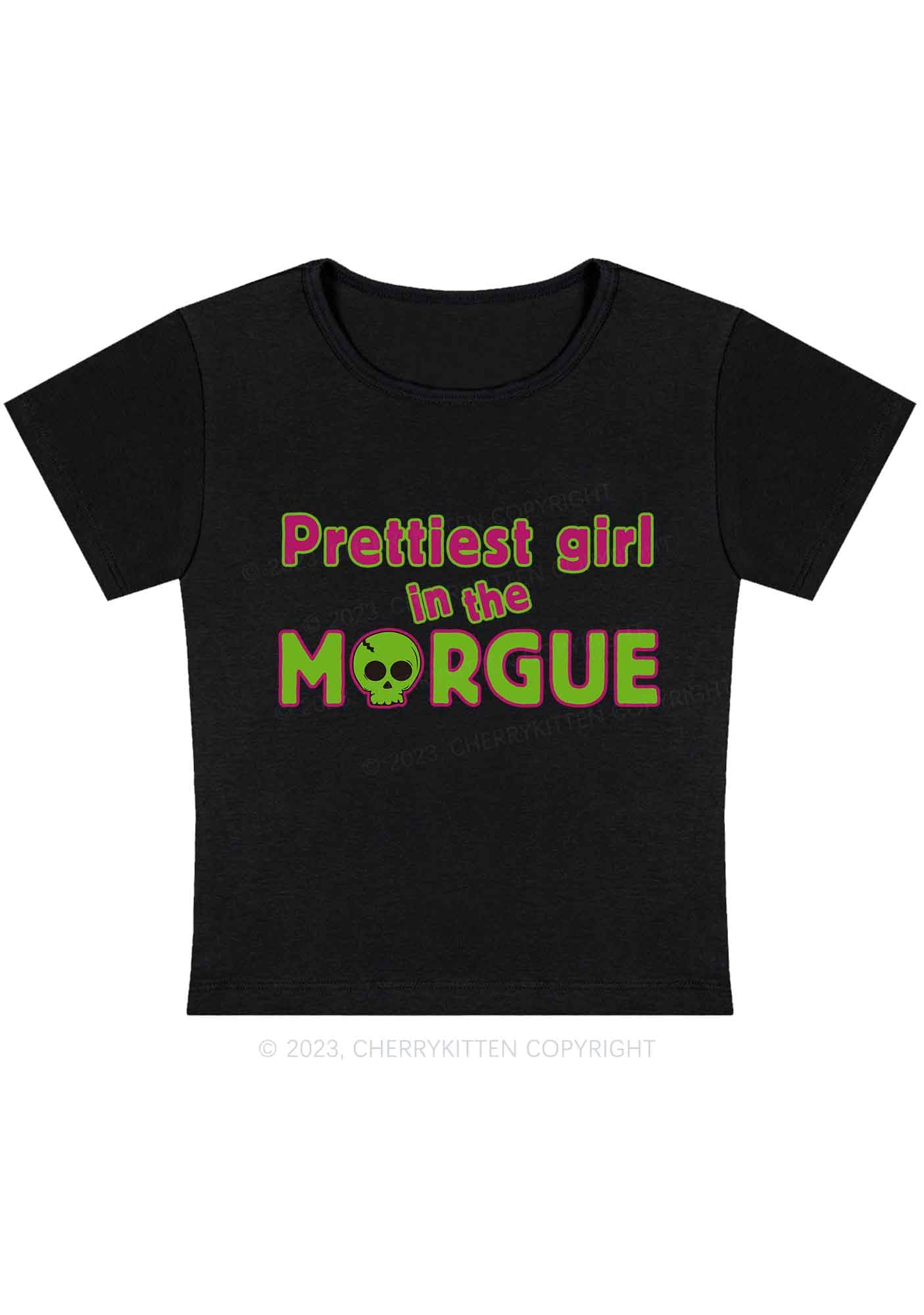 Curvy Prettiest Girl In The Morgue Y2K Baby Tee Cherrykitten