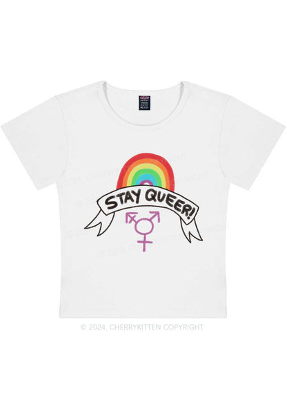 Curvy Stay Queer Y2K Baby Tee Cherrykitten