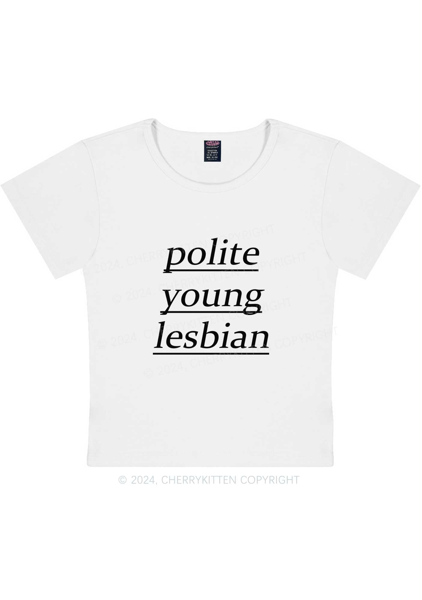 Polite Young Lesbian Y2K Baby Tee Cherrykitten