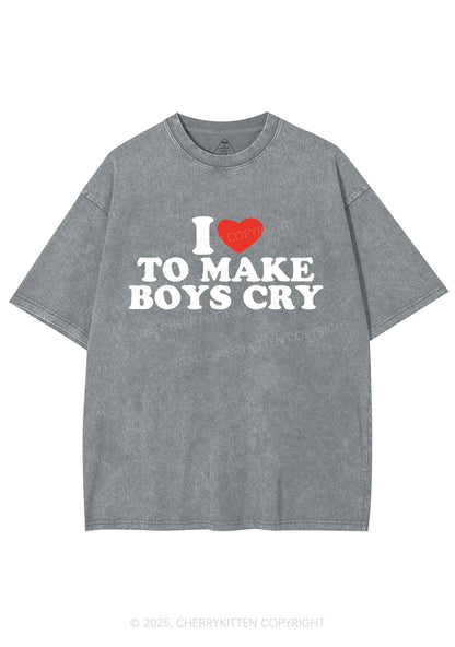 Love To Make Boys Cry Y2K Washed Tee Cherrykitten