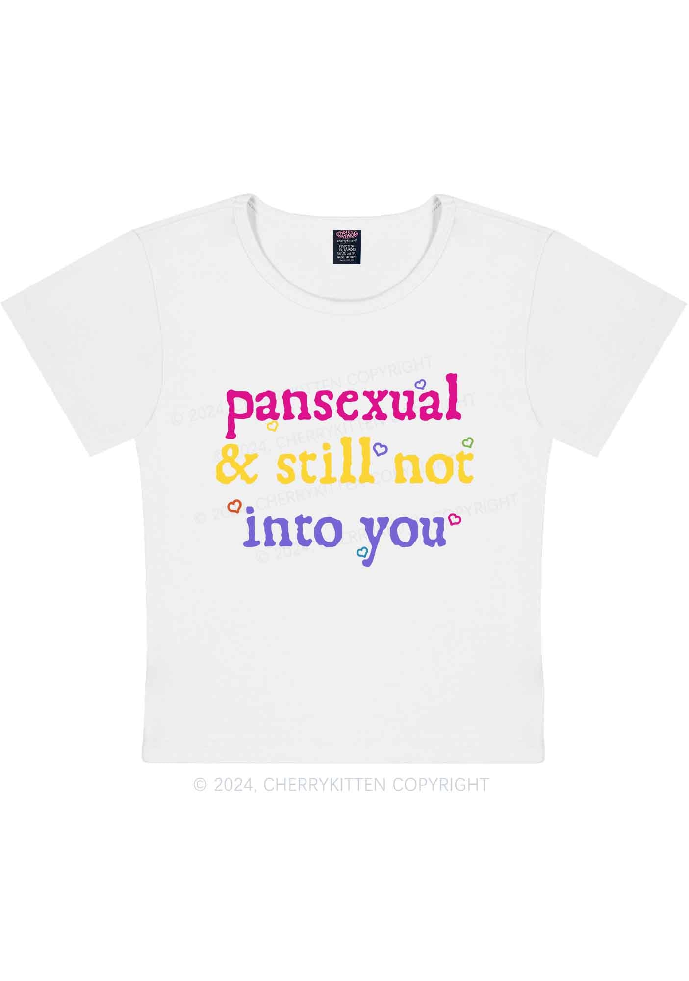 Curvy Pansexual Not Into You Y2K Baby Tee Cherrykitten