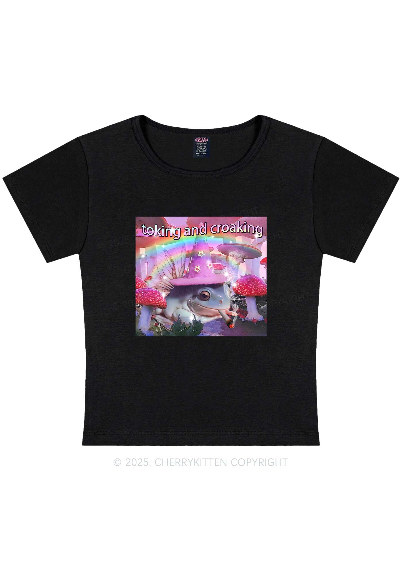 Toking Croaking Frog Y2K Baby Tee Cherrykitten