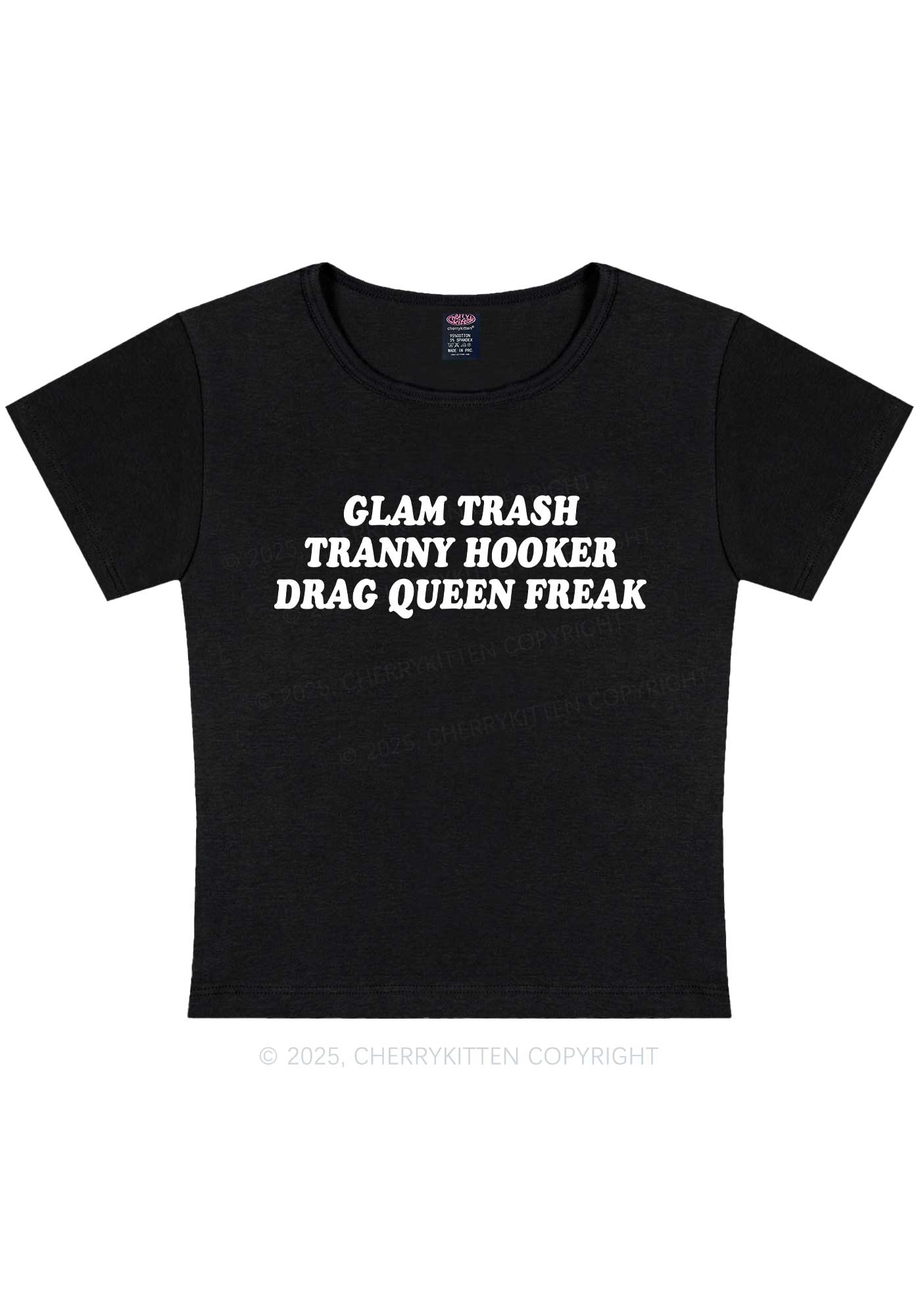 Glam Trash Y2K Baby Tee Cherrykitten