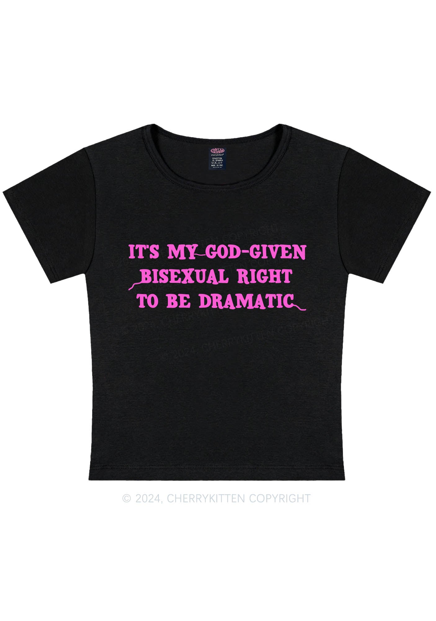 Curvy  God-Given Bisexual Right Y2K Baby Tee Cherrykitten